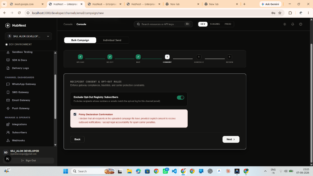 Step 10: Campaign Wizard Step 3 - Recipient Consent & Opt-Out Rules