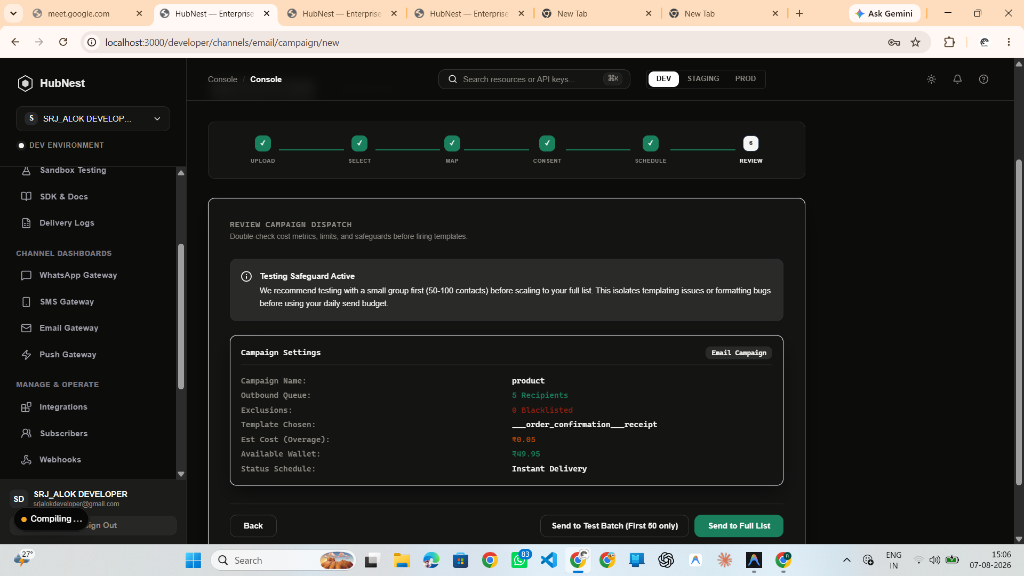 Step 12: Campaign Wizard Step 5 - Review Dispatch & Send to Full List