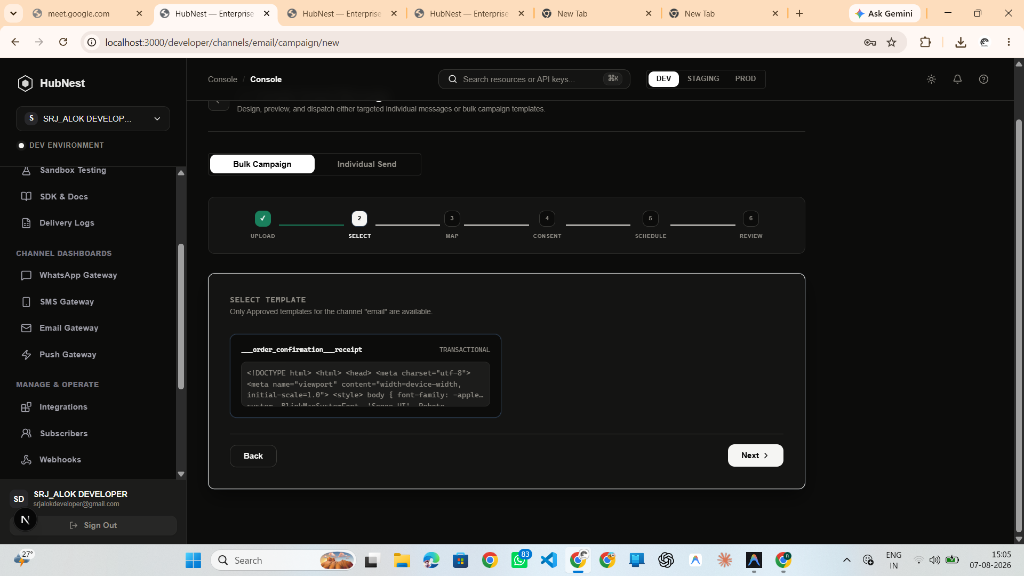 Step 9: Campaign Wizard Step 2 - Select Message Template