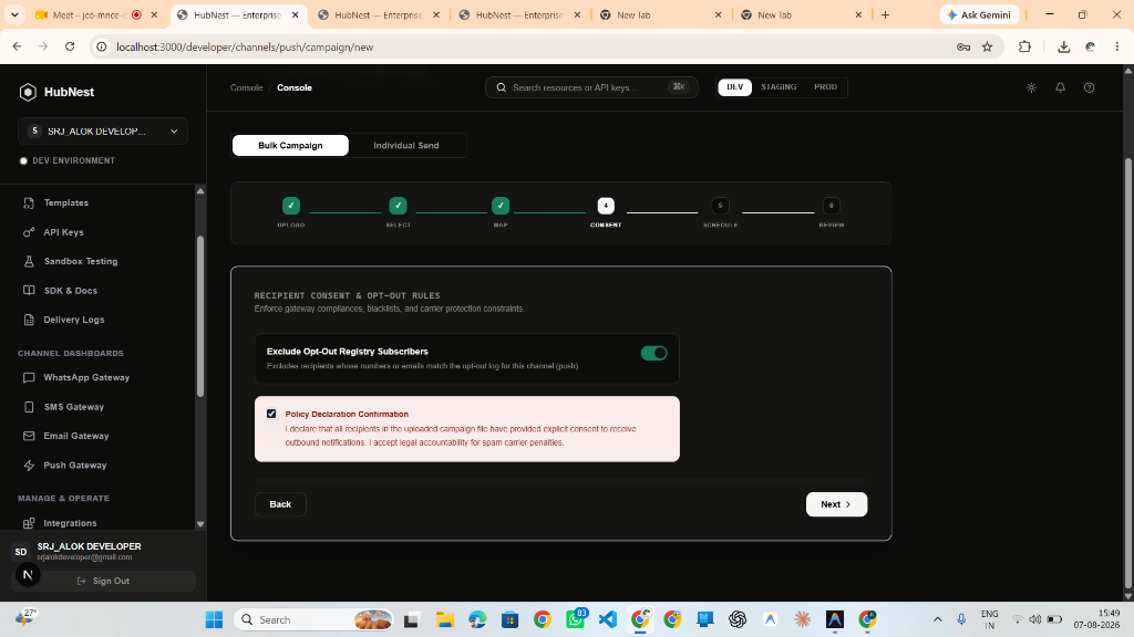 Step 10: Campaign Wizard Step 3 - Recipient Consent & Opt-Out Rules