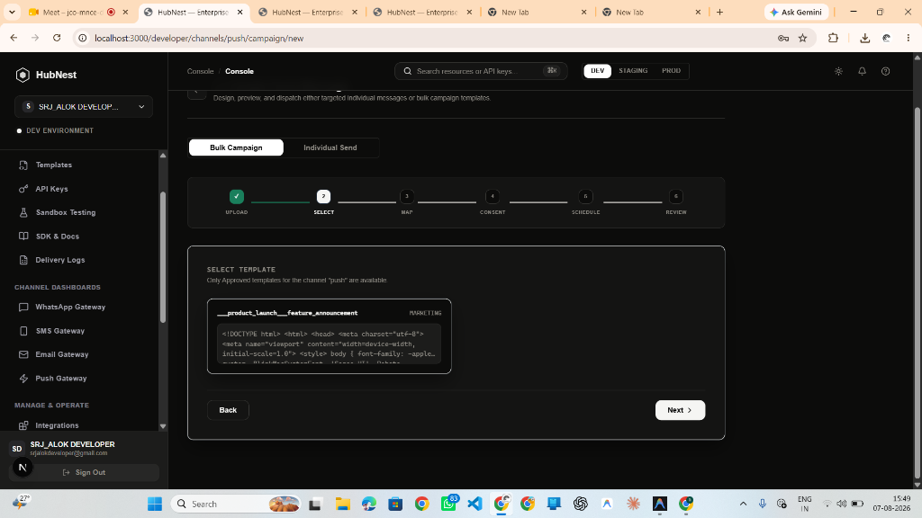 Step 9: Campaign Wizard Step 2 - Select Message Template