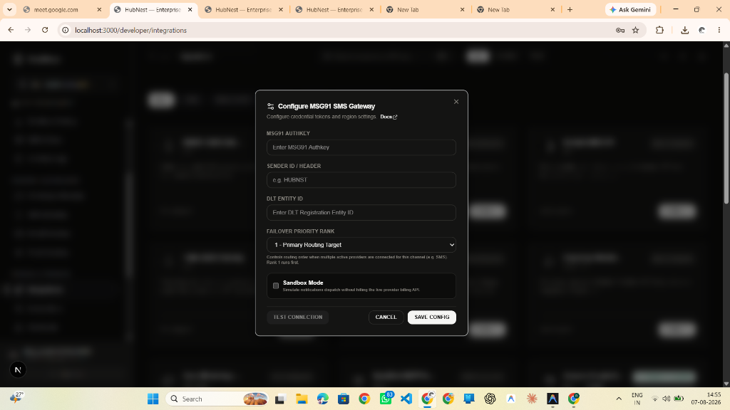 Step 3: Enter MSG91 Authkey, Sender ID & DLT Entity ID
