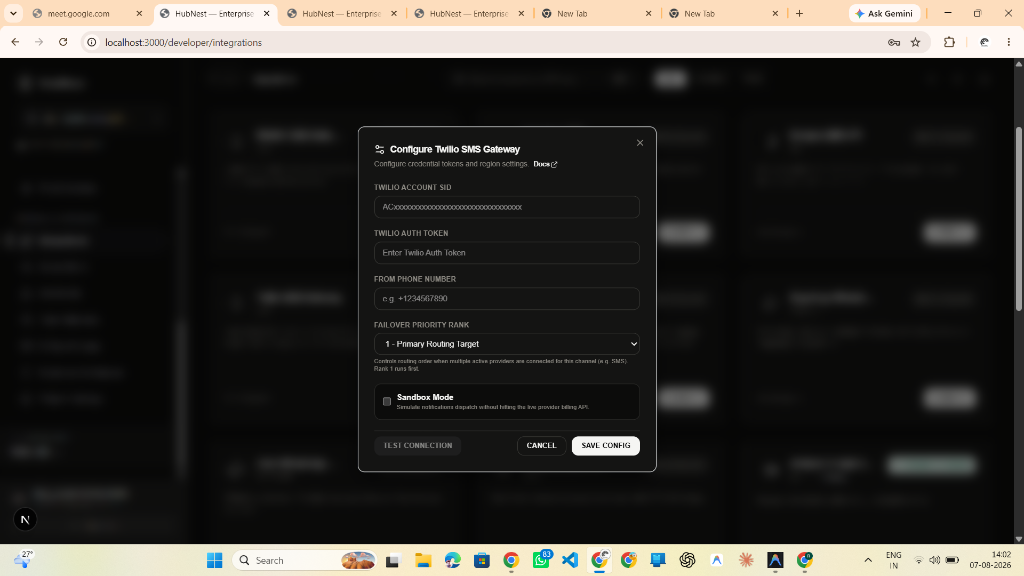 Step 3: Enter Twilio Account SID, Auth Token & Sender Number