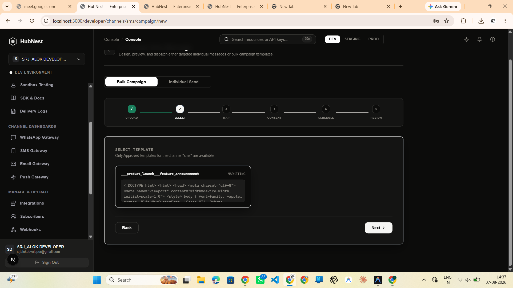 Step 9: Campaign Wizard Step 2 - Select Message Template