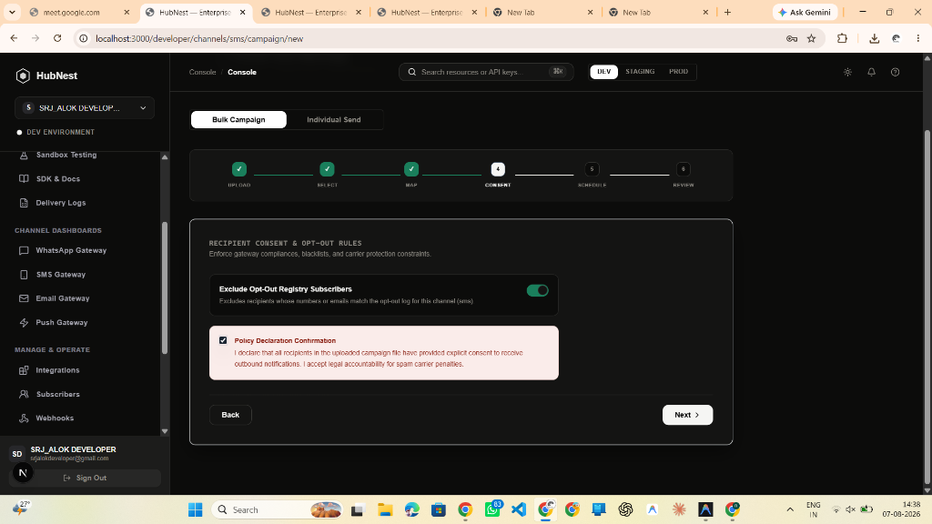 Step 10: Campaign Wizard Step 3 - Recipient Consent & Opt-Out Rules