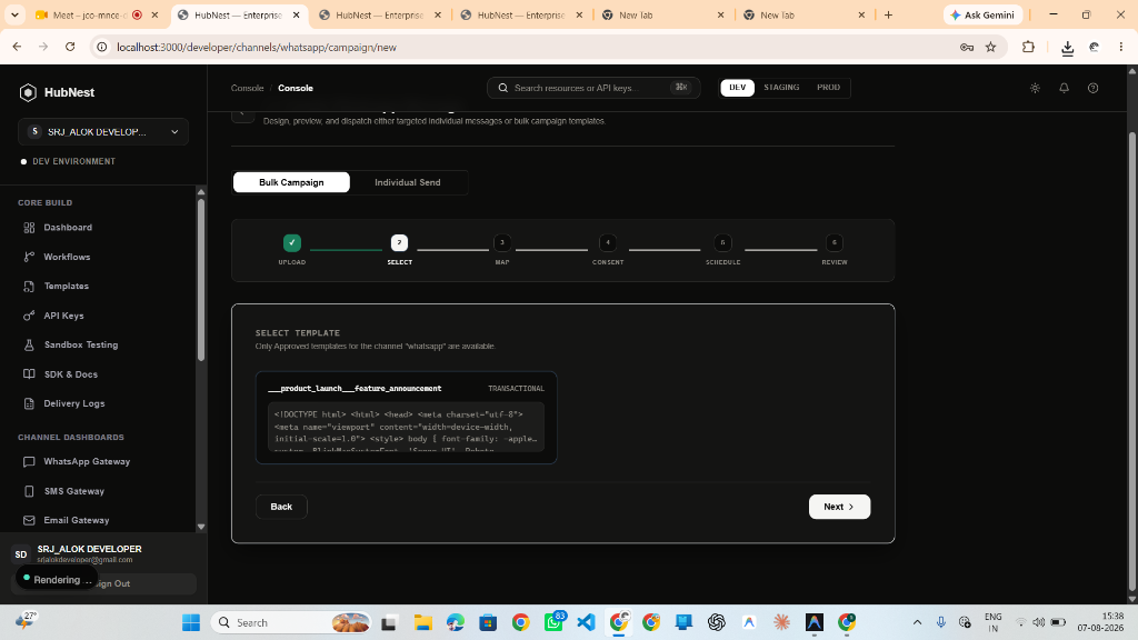 Step 10: Campaign Wizard Step 2 - Select Message Template