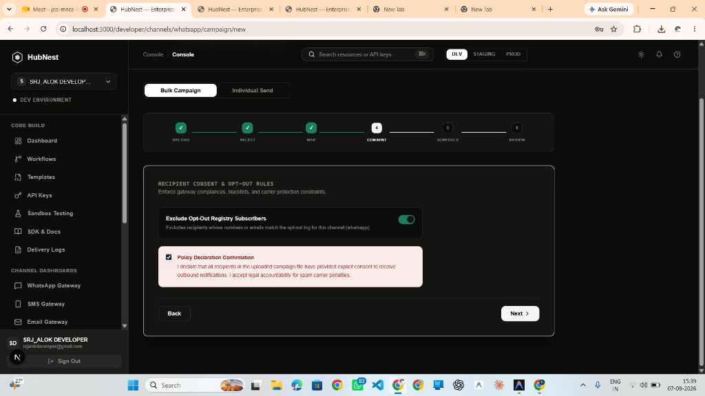 Step 11: Campaign Wizard Step 3 - Recipient Consent & Opt-Out Rules