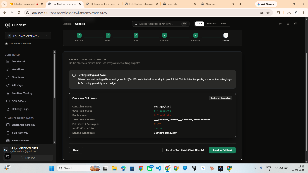 Step 13: Campaign Wizard Step 5 - Review Dispatch & Send to Full List
