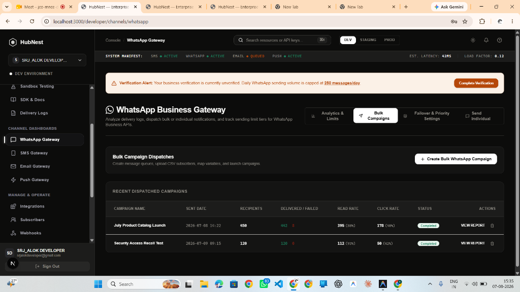 Step 8: Bulk WhatsApp Campaigns Dashboard & Dispatched History