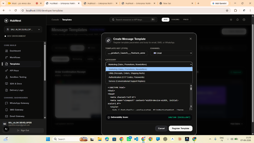 Step 2: Category Tagging & Deliverability Score (100/100 EXCELLENT)
